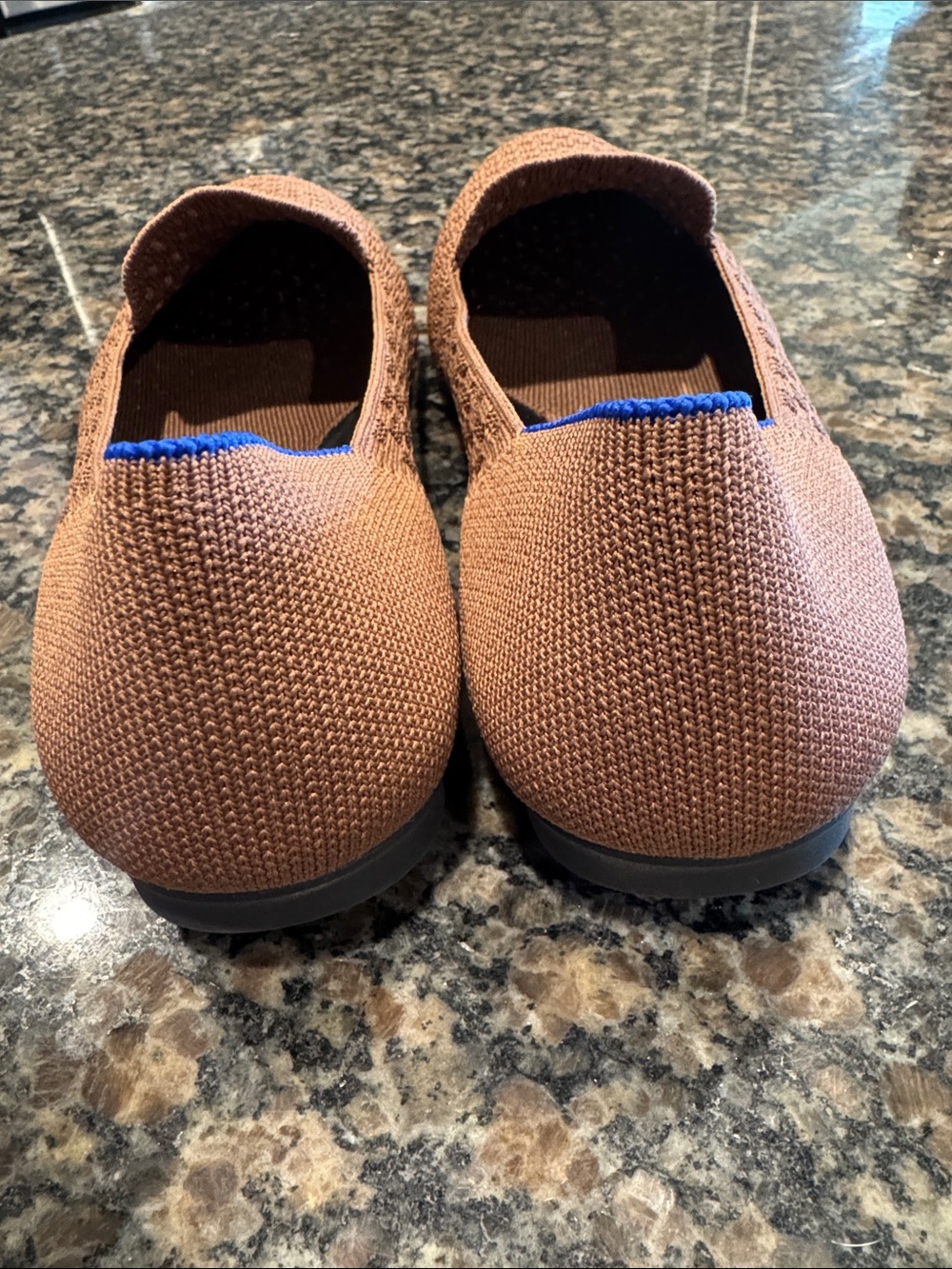 Rothy's Women's Pointed Knit Flats - Brown with Blue Trim - Picture 3 of 4
